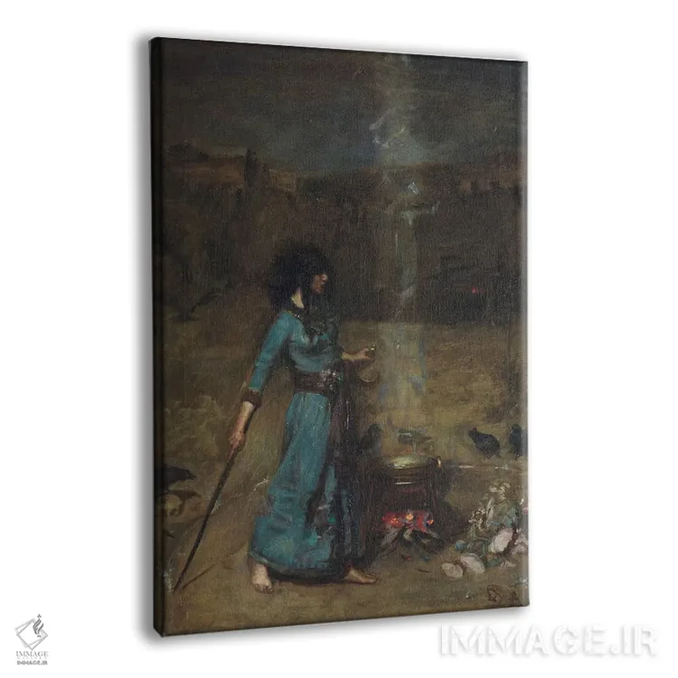 تابلو مطالعه برای دایره جادویی، ۱۸۸۶ اثر جان ویلیام واترهاوس (نقاش انگلیسی سبک پره-رافائلیت) - نمای پرسپکتیو محصول