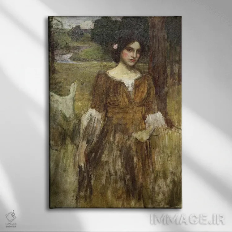 تابلو بانو کلر، حدود ۱۹۰۰ اثر جان ویلیام واترهاوس (نقاش انگلیسی سبک پره-رافائلیت) - نمای روبهرو روی دیوار