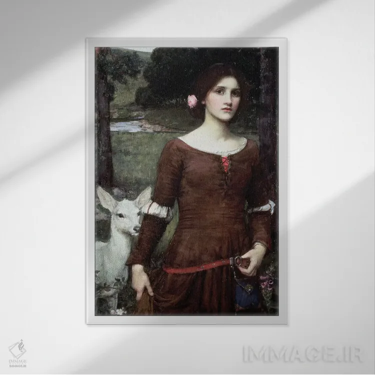 تابلو بانو کلر، ۱۹۰۰ اثر جان ویلیام واترهاوس (نقاش انگلیسی سبک پره-رافائلیت) - نمای قابدار سفید