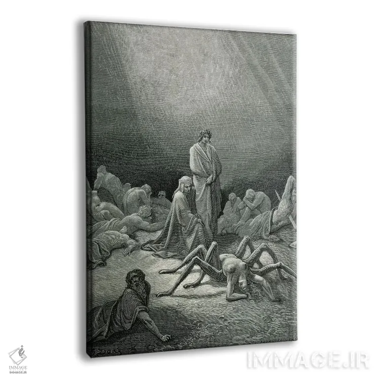 تابلو ویرژیل و دانته در حال نگاه به زن عنکبوتی (تصویرسازی از کمدی الهی: دوزخ) اثر گوستاو دوره - نمای پرسپکتیو محصول