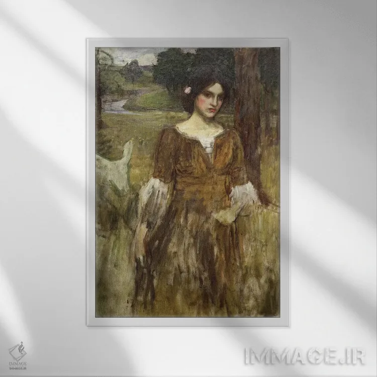 تابلو بانو کلر، حدود ۱۹۰۰ اثر جان ویلیام واترهاوس (نقاش انگلیسی سبک پره-رافائلیت) - نمای قابدار سفید