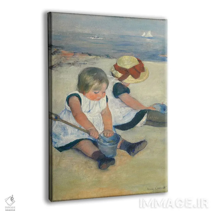 تابلو کودکان در حال بازی در ساحل، ۱۸۸۴ اثر مری استیونسون کاسات (نقاش آمریکایی) - نمای پرسپکتیو محصول