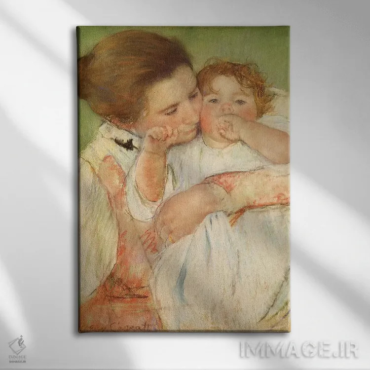 تابلو مادر و کودک، ۱۸۹۷ اثر مری استیونسون کاسات (نقاش آمریکایی) - نمای روبهرو روی دیوار