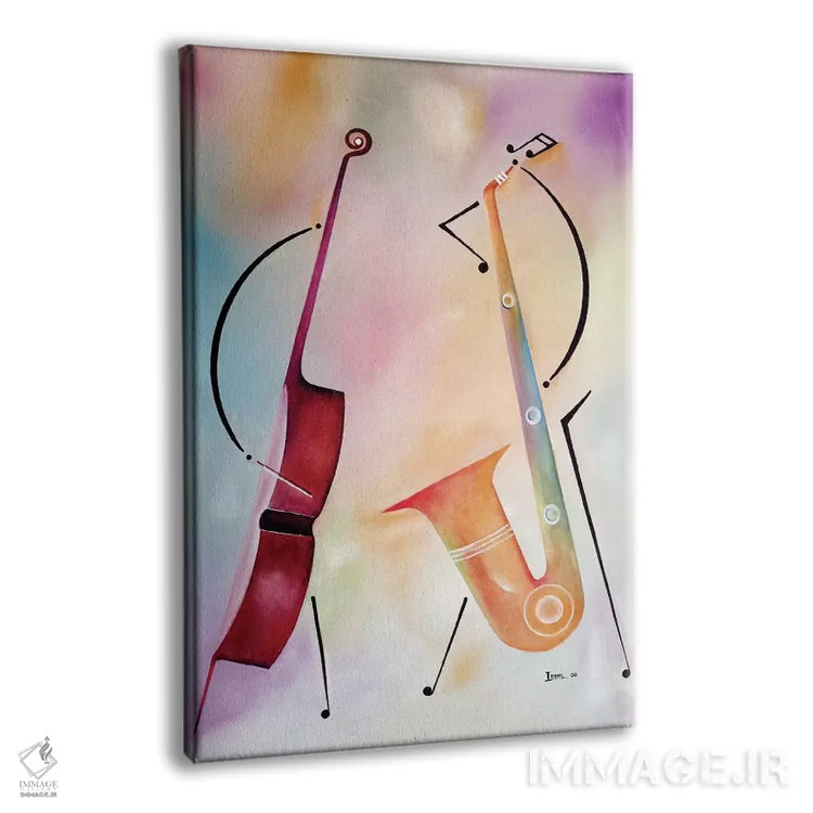 تابلو بیس و ساکس (آلات موسیقی) اثر آیکال بکفورد - نمای پرسپکتیو محصول