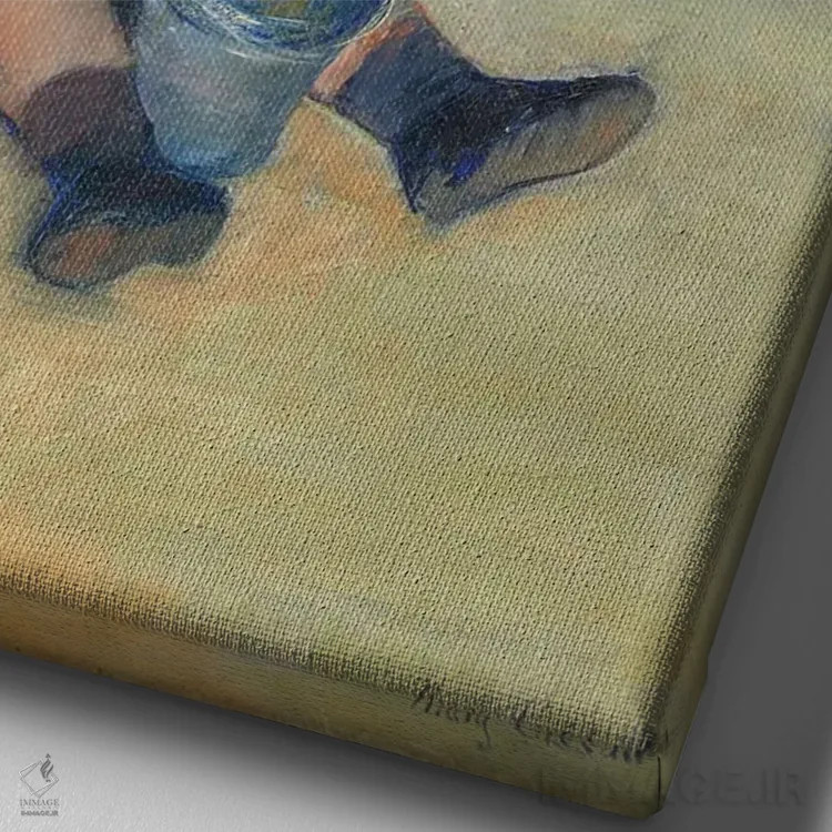 تابلو کودکان در حال بازی در ساحل، ۱۸۸۴ اثر مری استیونسون کاسات (نقاش آمریکایی) - نمای نزدیک بافت بوم