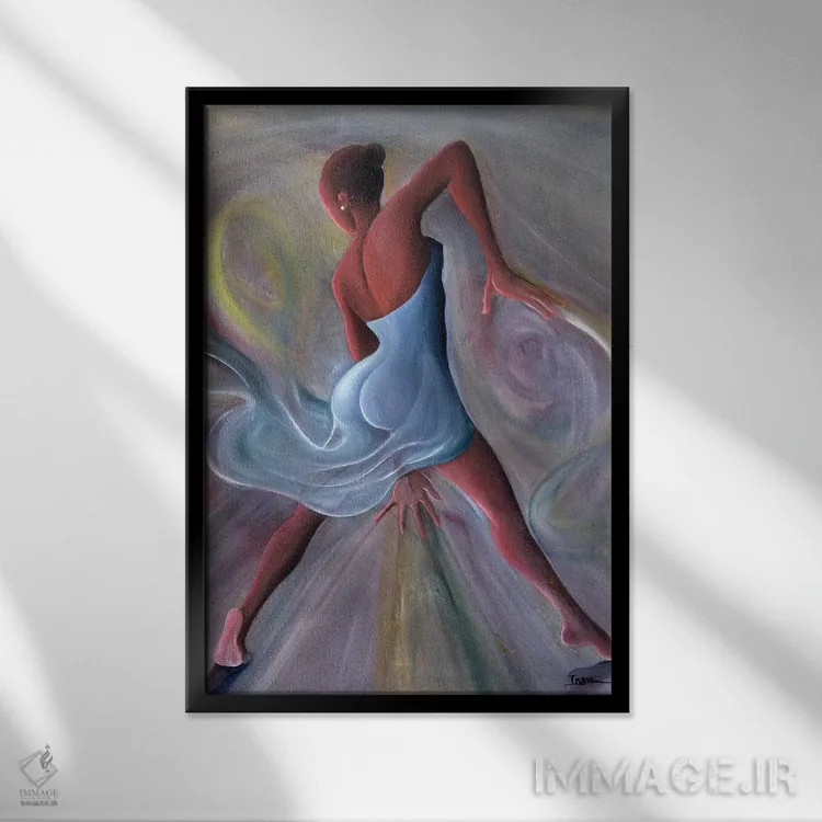 تابلو لباس آبی اثر آیکال بکفورد - نمای قابدار مشکی