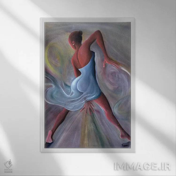 تابلو لباس آبی اثر آیکال بکفورد - نمای قابدار سفید