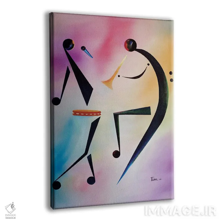 تابلو اجرای موسیقی با دایرهزنگی اثر آیکال بکفورد - نمای پرسپکتیو محصول