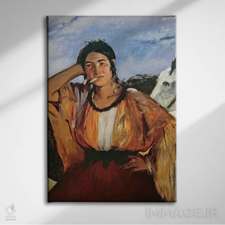 تابلو روما با سیگار (کولی) اثر ادوارد مانه (نقاش معروف فرانسوی) - نمای روبهرو روی دیوار