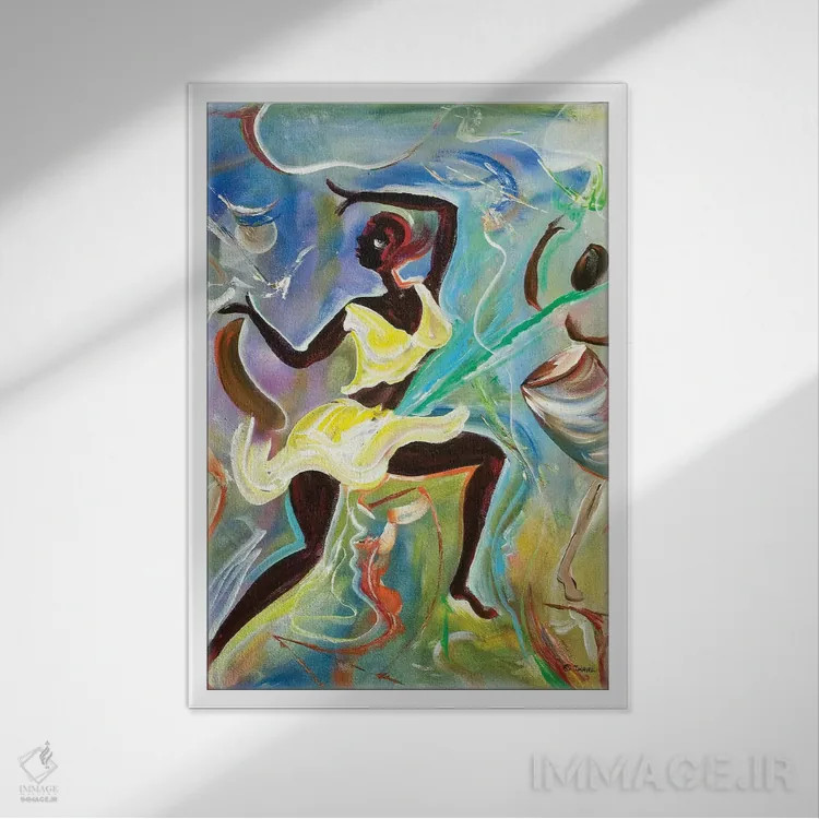 تابلو کومینا (رقص سنتی جامائیکا) اثر آیکال بکفورد - نمای قابدار سفید