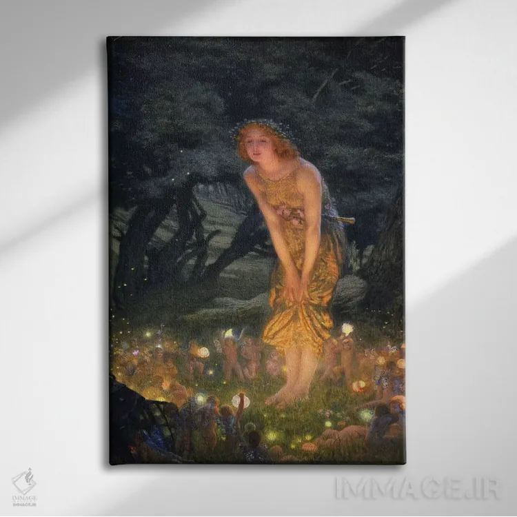 تابلو شب نیمه تابستان اثر ادوارد رابرت هیوز - نمای روبهرو روی دیوار