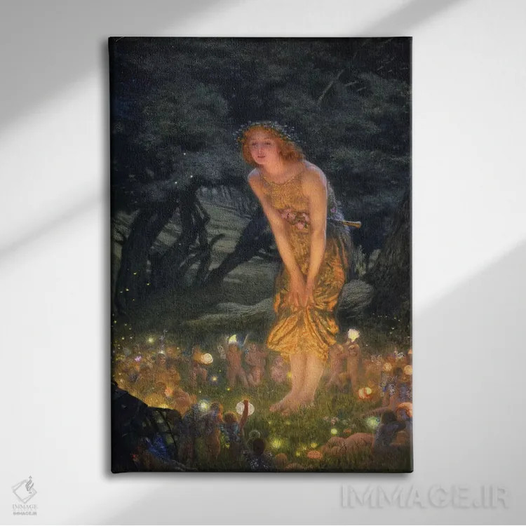 تابلو شب نیمه تابستان اثر ادوارد رابرت هیوز - نمای روبهرو روی دیوار
