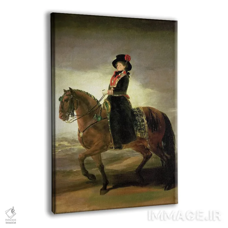 تابلو 1799,پرتره سواره ملکه ماریا لوئیزا (همسر شاه کارلوس چهارم اسپانیا)، ۱۷۹۹ اثر فرانسیسکو گویا (نقاش و چاپگر اسپانیایی) - نمای پرسپکتیو محصول
