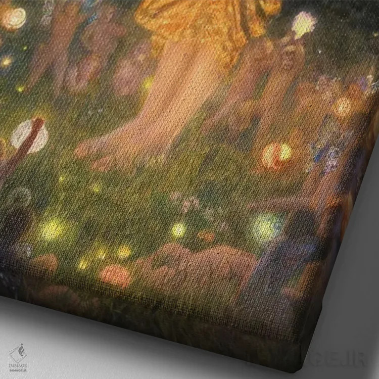 تابلو شب نیمه تابستان اثر ادوارد رابرت هیوز - نمای نزدیک بافت بوم