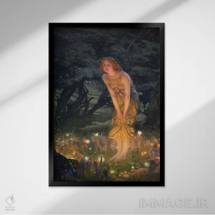 تابلو شب نیمه تابستان اثر ادوارد رابرت هیوز - نمای قابدار مشکی