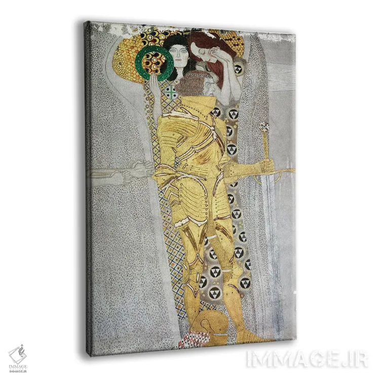 تابلو Beethoven Frieze, 1902,جزئیات شوالیه، نقش برجسته بتهوون، ۱۹۰۲ اثر گوستاو کلیمت - نمای پرسپکتیو محصول