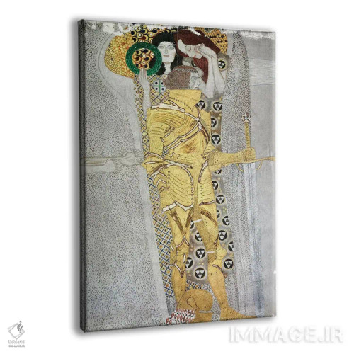 تابلو Beethoven Frieze, 1902,جزئیات شوالیه، نقش برجسته بتهوون، ۱۹۰۲ اثر گوستاو کلیمت - نمای پرسپکتیو محصول