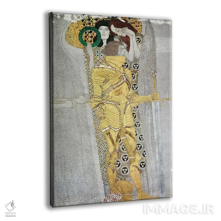 تابلو Beethoven Frieze, 1902,جزئیات شوالیه، نقش برجسته بتهوون، ۱۹۰۲ اثر گوستاو کلیمت - نمای پرسپکتیو محصول