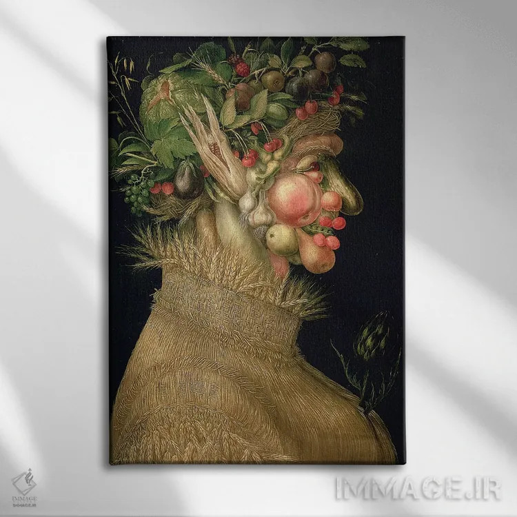 تابلو 1563,تابستان، ۱۵۶۳ اثر جوزپه آرچیمبولدو (نقاش سورئالیست ایتالیایی) - نمای روبهرو روی دیوار