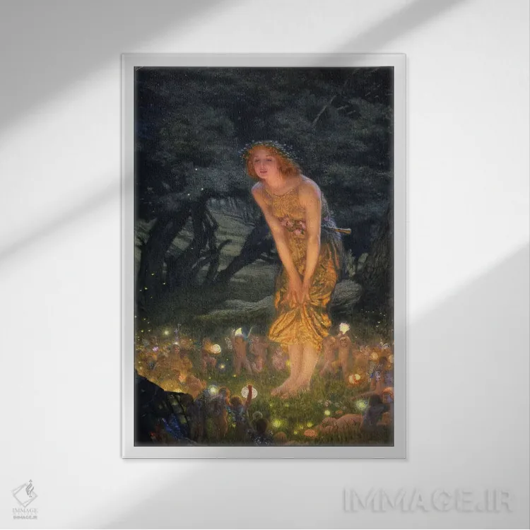 تابلو شب نیمه تابستان اثر ادوارد رابرت هیوز - نمای قابدار سفید