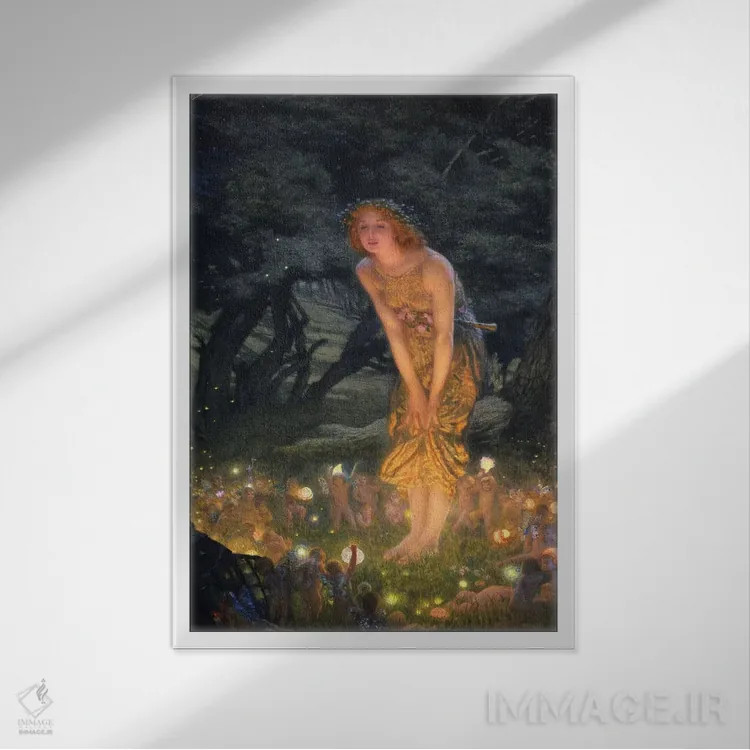 تابلو شب نیمه تابستان اثر ادوارد رابرت هیوز - نمای قابدار سفید