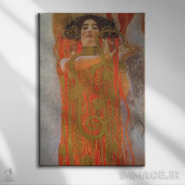 تابلو 1900-07,هوجیا (ایزدبانوی سلامت یونانی)، ۱۹۰۰-۰۷ اثر گوستاو کلیمت - نمای روبهرو روی دیوار