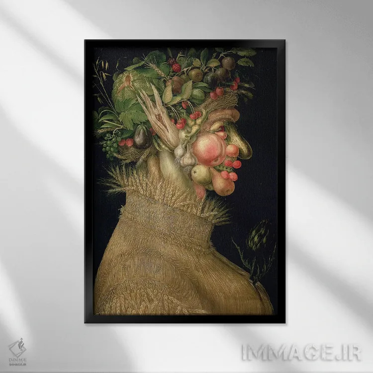 تابلو 1563,تابستان، ۱۵۶۳ اثر جوزپه آرچیمبولدو (نقاش سورئالیست ایتالیایی) - نمای قابدار مشکی