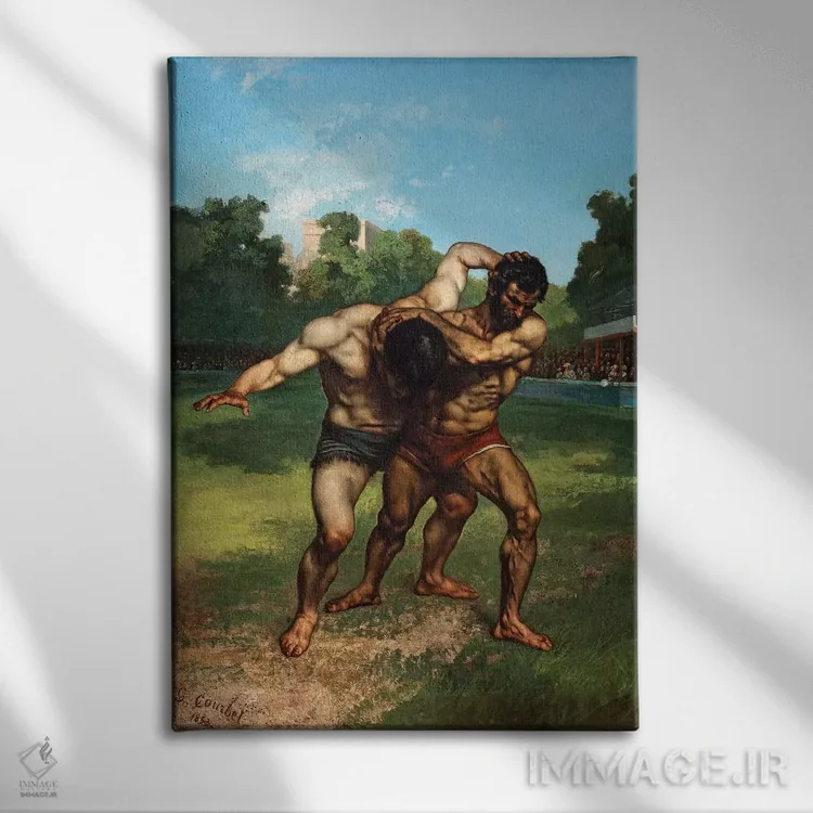 تابلو 1853,کشتیگیران، ۱۸۵۳ اثر گوستاو کوربه - نمای روبهرو روی دیوار
