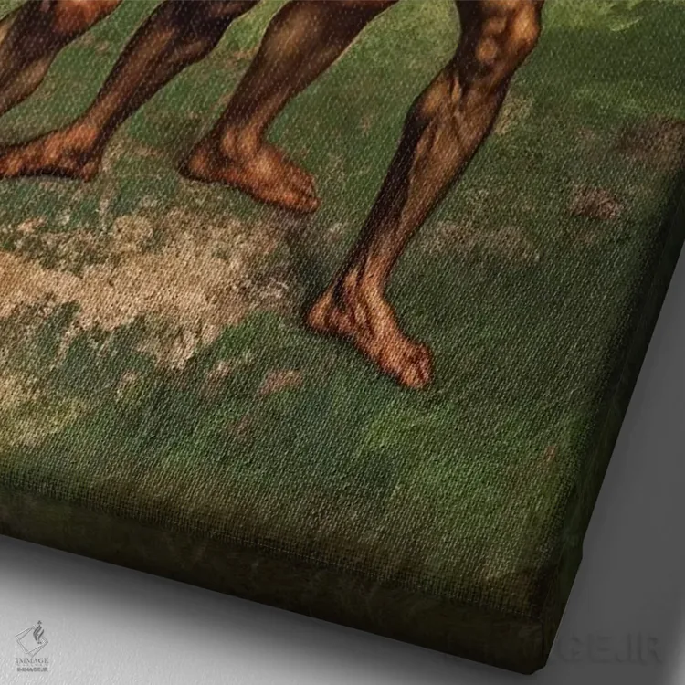 تابلو 1853,کشتیگیران، ۱۸۵۳ اثر گوستاو کوربه - نمای نزدیک بافت بوم