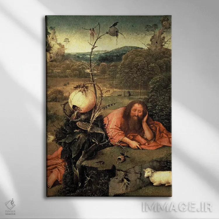 تابلو یوحنا تعمیددهنده در مراقبه اثر هیرونیموس بوش - نمای روبهرو روی دیوار