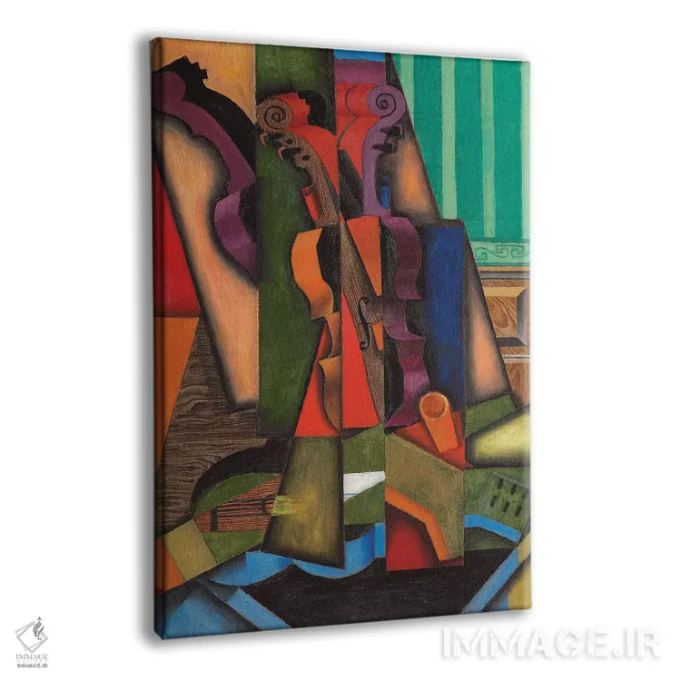 تابلو 1913,ویولن و گیتار، ۱۹۱۳ اثر خوان گрис (نقاش کوبیست اسپانیایی) - نمای پرسپکتیو محصول