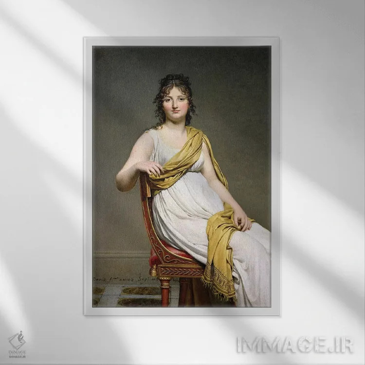 تابلو 1798-99,پرتره مادام ریموند دو ورنیناک، ۱۷۹۸–۹۹ اثر ژاک لویی داوید (نقاش نئوکلاسیک فرانسه) - نمای قابدار سفید
