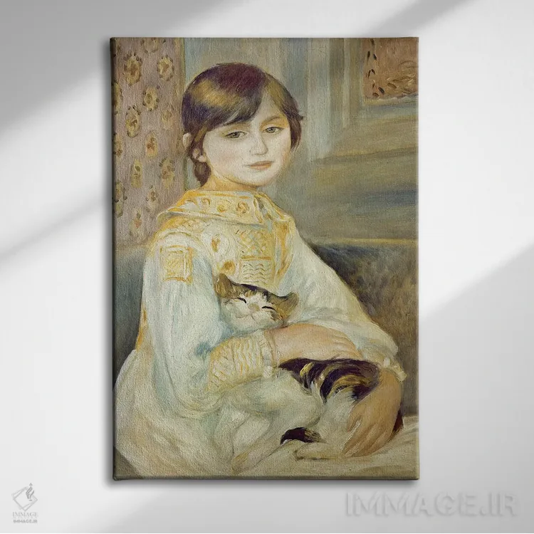 تابلو 1887,ژولی مانت با گربه، ۱۸۸۷ اثر پیر-اوگوست رنوار - نمای روبهرو روی دیوار