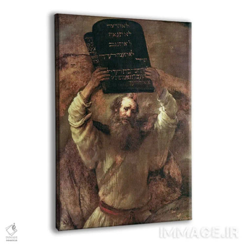 تابلو 1659,موسی در حال شکستن الواح شریعت، ۱۶۵۹ اثر رمبرانت فان رَین (نقاش بزرگ هلندی) - نمای پرسپکتیو محصول