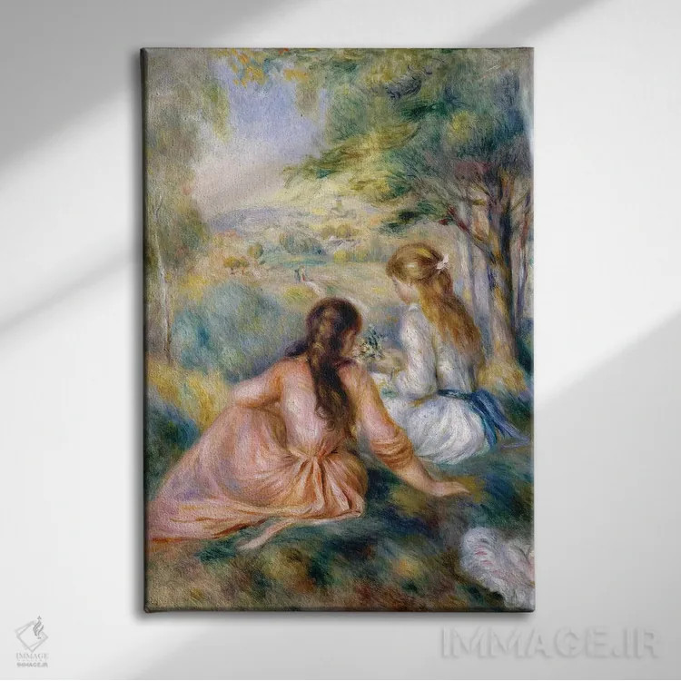 تابلو 1888-92,در علفزار، ۱۸۸۸–۹۲ اثر پیر-اوگوست رنوار - نمای روبهرو روی دیوار