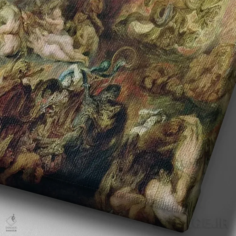 تابلو سقوط نفرینشدگان اثر پیتر پل روبنس - نمای نزدیک بافت بوم