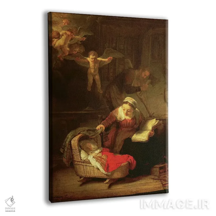 تابلو c.1645,خانواده مقدس، حدود ۱۶۴۵ اثر رمبرانت فان رَین (نقاش بزرگ هلندی) - نمای پرسپکتیو محصول