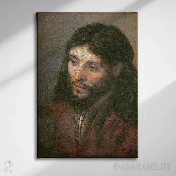 تابلو c.1648 (Gemaldegalerie),سر مسیح، حدود ۱۶۴۸ (گالری گمالده) اثر رمبرانت فان رَین (نقاش بزرگ هلندی) - نمای روبهرو روی دیوار