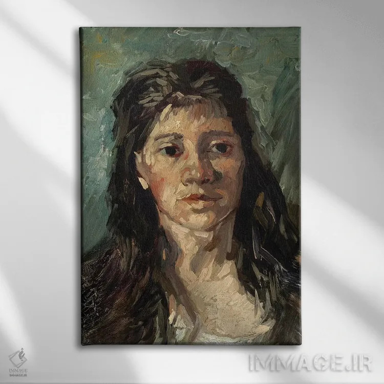 تابلو 1885,سر یک روسپی، ۱۸۸۵ اثر ونسان ون گوگ (نقاش مشهور هلندی پستامپرسیونیسم) - نمای روبهرو روی دیوار