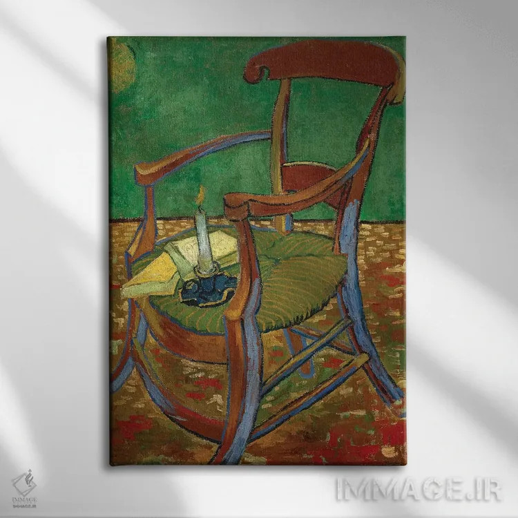 تابلو 1888,صندلی گوگن، ۱۸۸۸ اثر ونسان ون گوگ (نقاش مشهور هلندی پستامپرسیونیسم) - نمای روبهرو روی دیوار