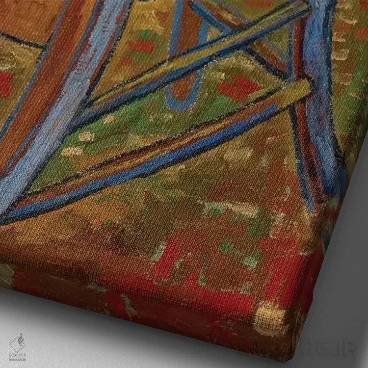 تابلو 1888,صندلی گوگن، ۱۸۸۸ اثر ونسان ون گوگ (نقاش مشهور هلندی پستامپرسیونیسم) - نمای نزدیک بافت بوم