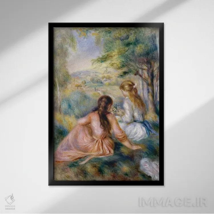 تابلو 1888-92,در علفزار، ۱۸۸۸–۹۲ اثر پیر-اوگوست رنوار - نمای قابدار مشکی