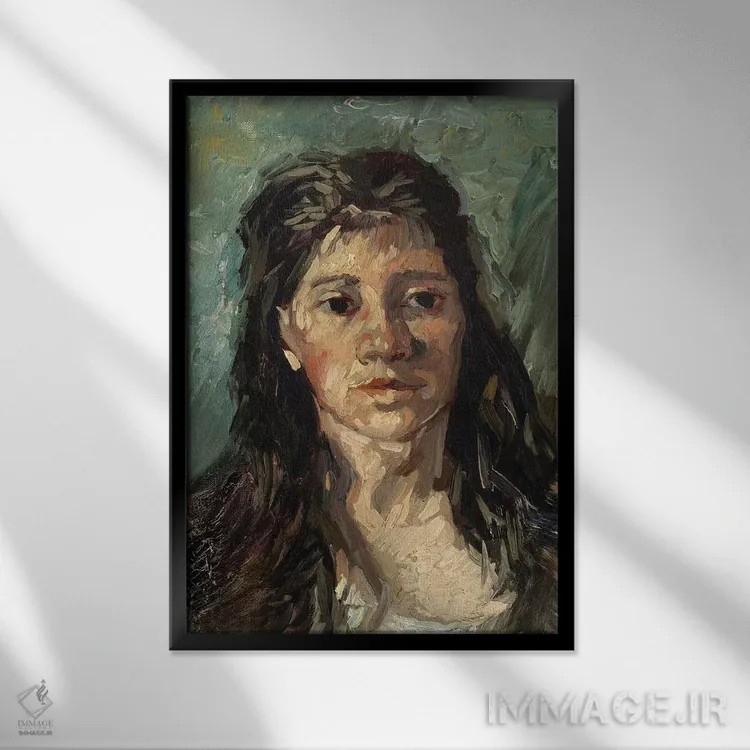 تابلو 1885,سر یک روسپی، ۱۸۸۵ اثر ونسان ون گوگ (نقاش مشهور هلندی پستامپرسیونیسم) - نمای قابدار مشکی