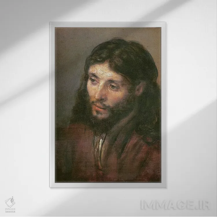 تابلو c.1648 (Gemaldegalerie),سر مسیح، حدود ۱۶۴۸ (گالری گمالده) اثر رمبرانت فان رَین (نقاش بزرگ هلندی) - نمای قابدار سفید
