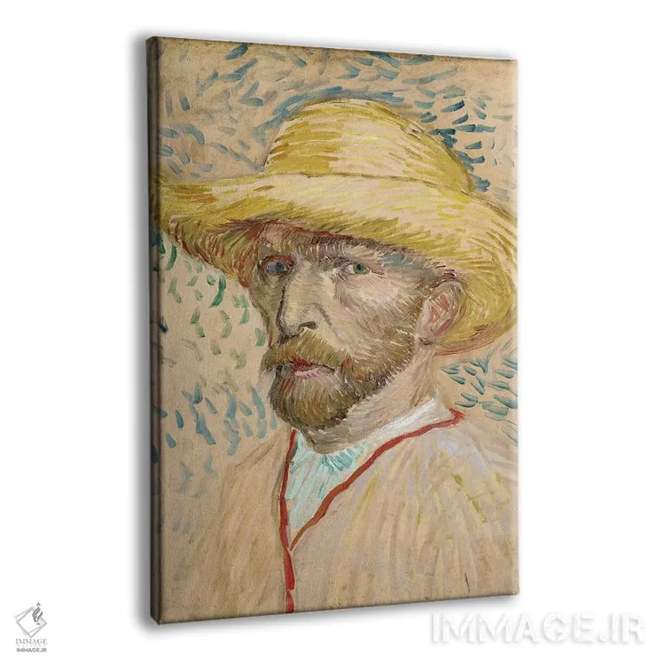 تابلو Summer 1887,خودنگاره با کلاه حصیری، تابستان ۱۸۸۷ اثر ونسان ون گوگ (نقاش مشهور هلندی پستامپرسیونیسم) - نمای پرسپکتیو محصول