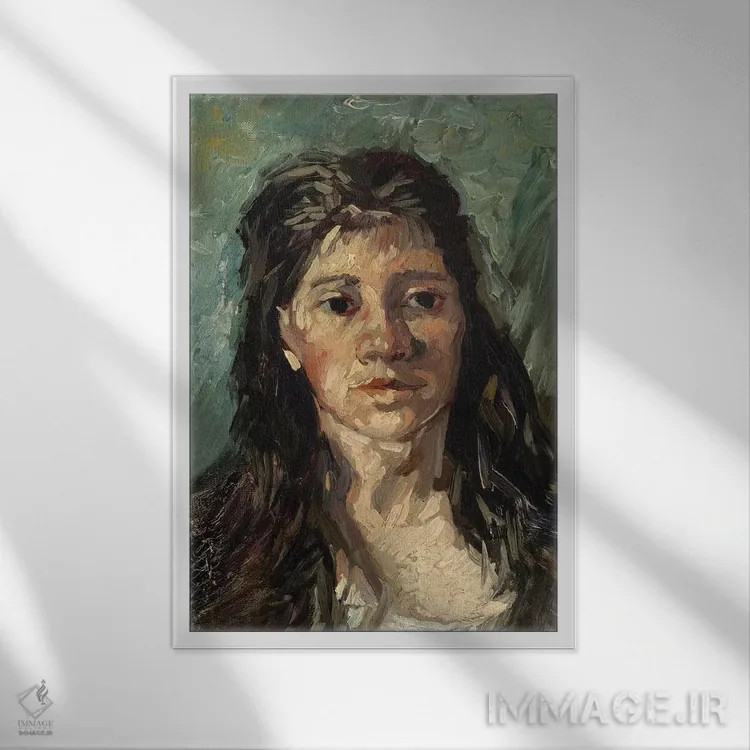 تابلو 1885,سر یک روسپی، ۱۸۸۵ اثر ونسان ون گوگ (نقاش مشهور هلندی پستامپرسیونیسم) - نمای قابدار سفید