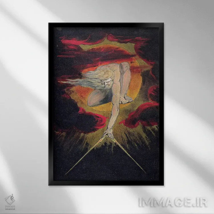 تابلو 1795,پیر روزگار (تصویرسازی از نسخه A "اروپا پیشگویی")، ۱۷۹۵ اثر ویلیام بلیک (نقاش و شاعر انگلیسی) - نمای قابدار مشکی