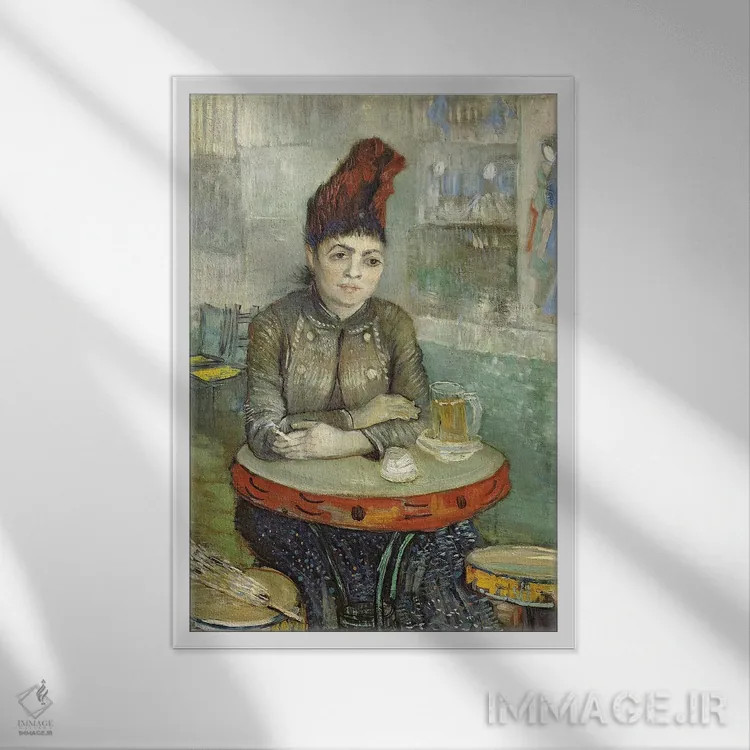 تابلو 1887,زن در کافه تامبورین، ۱۸۸۷ اثر ونسان ون گوگ (نقاش مشهور هلندی پستامپرسیونیسم) - نمای قابدار سفید