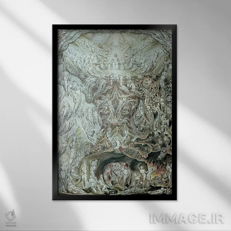 تابلو تصویری از روز داوری نهایی اثر ویلیام بلیک (نقاش و شاعر انگلیسی) - نمای قابدار مشکی
