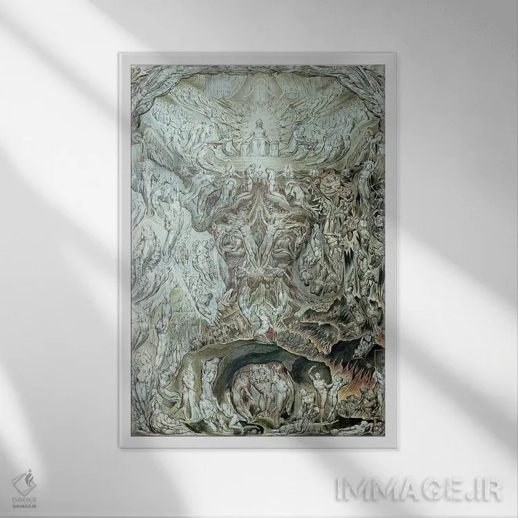 تابلو تصویری از روز داوری نهایی اثر ویلیام بلیک (نقاش و شاعر انگلیسی) - نمای قابدار سفید